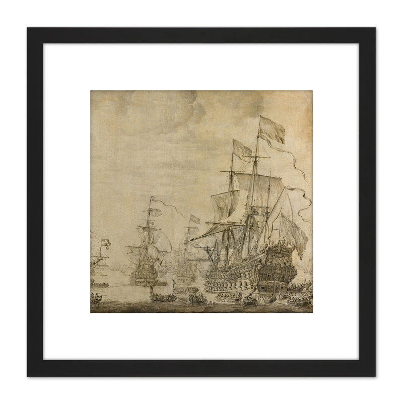 Council War Aboard Flagship by Willem Van De Velde - Single Picture Frame Print