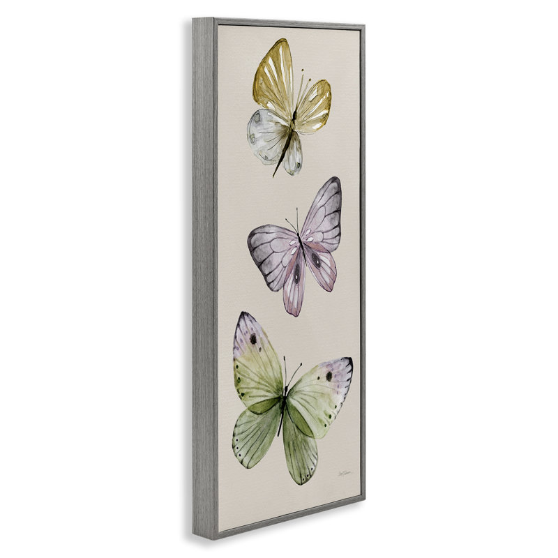 Trois papillons indémodables gris, estampe numérique par Carol Robinson, H 24 po x l 10 po, Estampe numérique Farmhouse