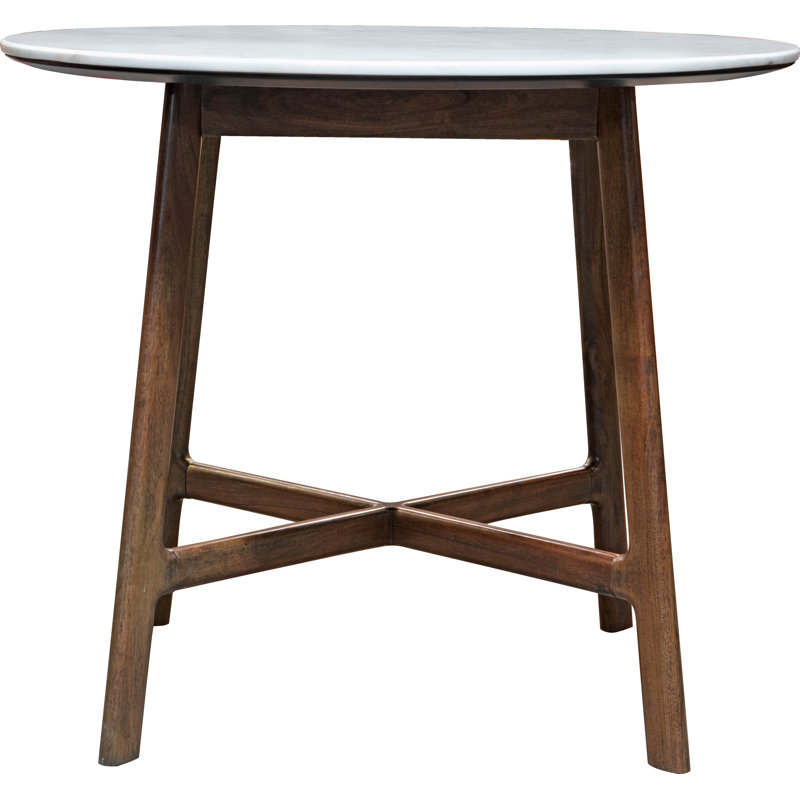 Adaline Round Marble Top Solid Wood Base Dining Table