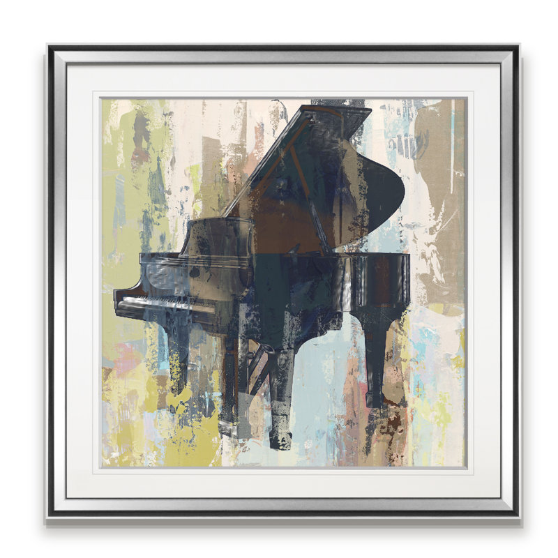 « rouge-gorge de piano »-impression de peinture, H 16 po x l 16 po x p 1,5 po, Encadrement argenté