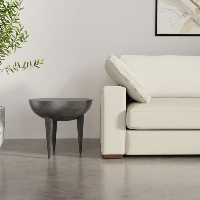 Otto 21"W Graphite Cast Aluminum Modern End Table with Round Top and Powder-Coated Finish