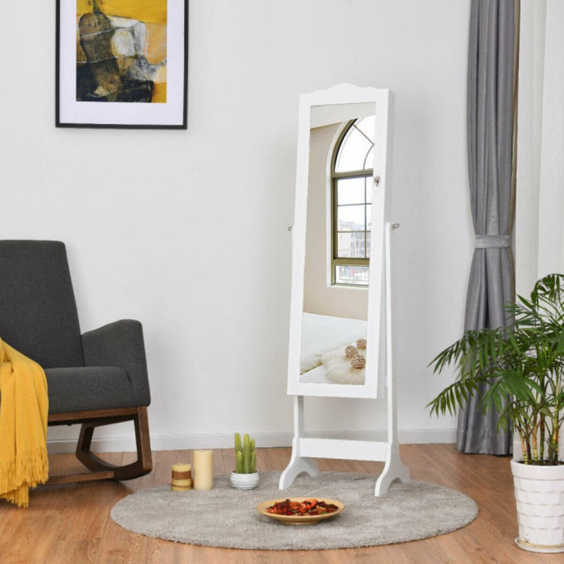 Armoire à bijoux avec miroir Ahlina, Blanc