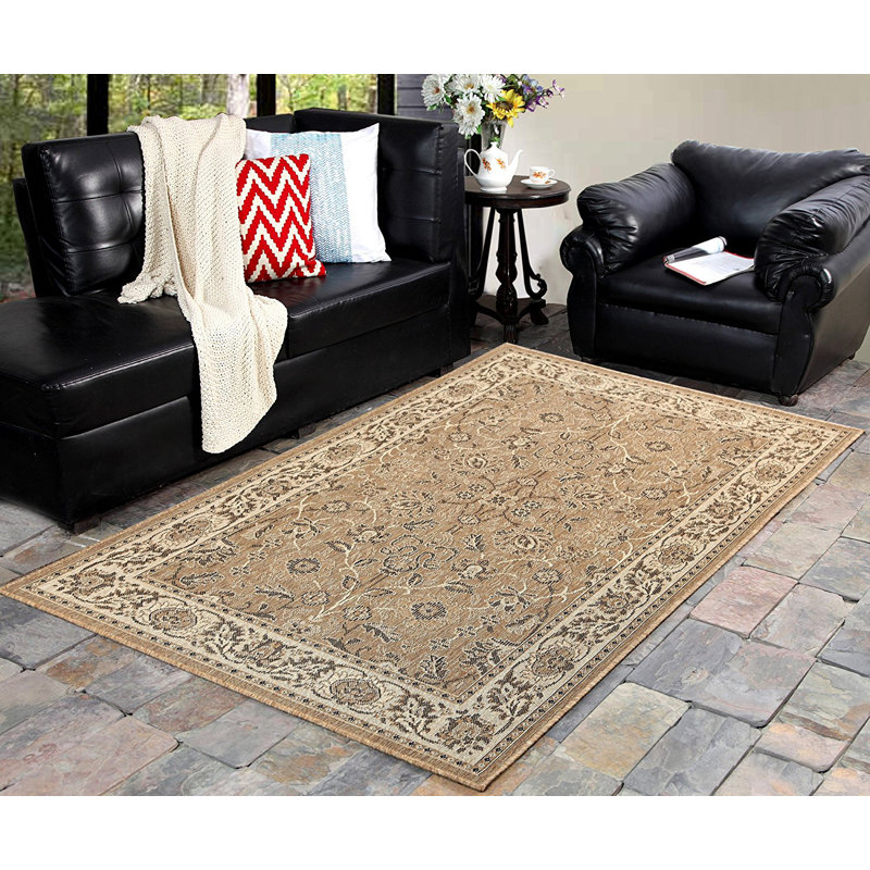Tapis intérieur/extérieur gris/beige Maison, Rectangulaire 4 pi 5 po x 7 pi