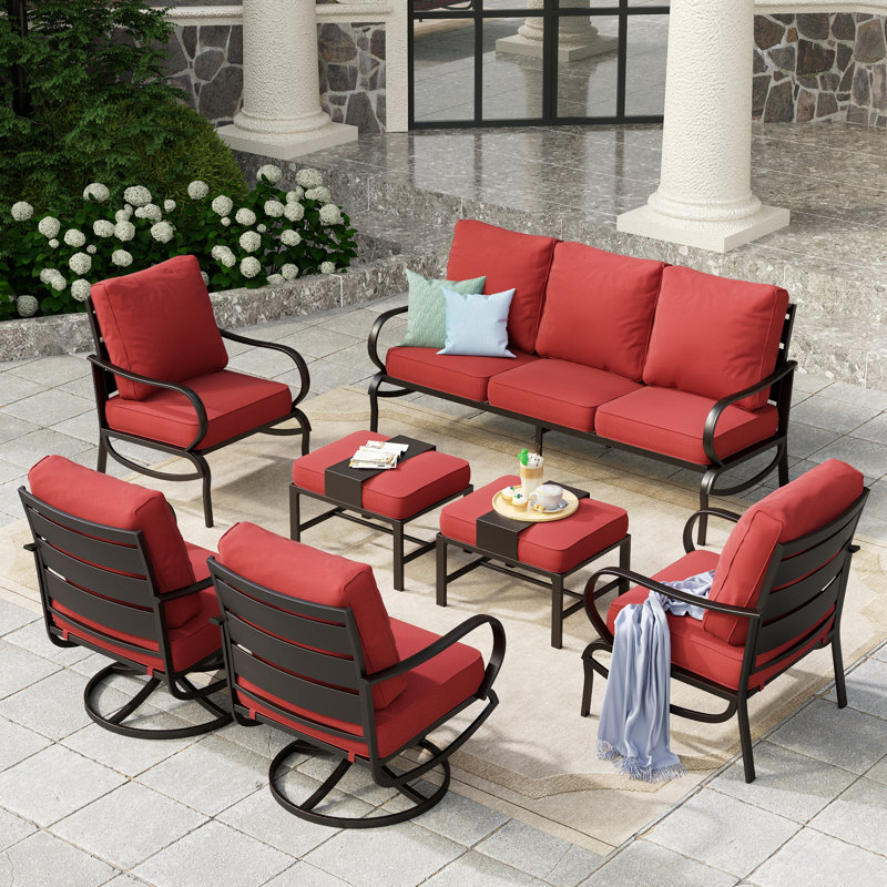 Ensemble de conversation pour patio à 9 places Tapasi avec chaises longues pivotantes et table de foyer optionnelle, Non