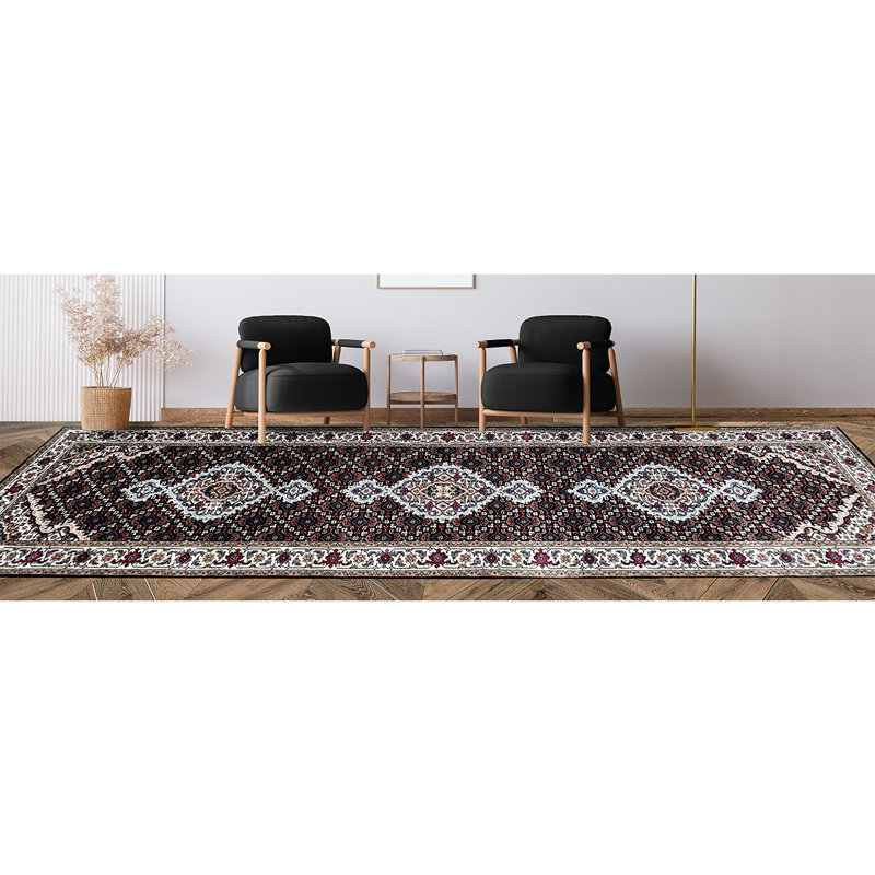 Wool Oriental Area Rug in Ivory, Round 8'