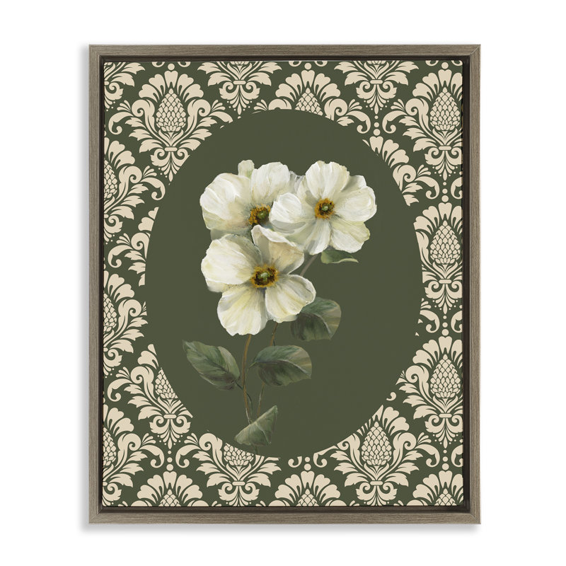 Cadre flottant Fancy Lace White Flowers, design par Nan, Cadre flottant orme Montalcino, H 31 po x l 25 po