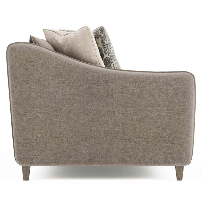 Gray Fabric Loveseat with Sloped Arms and Tapered Legs