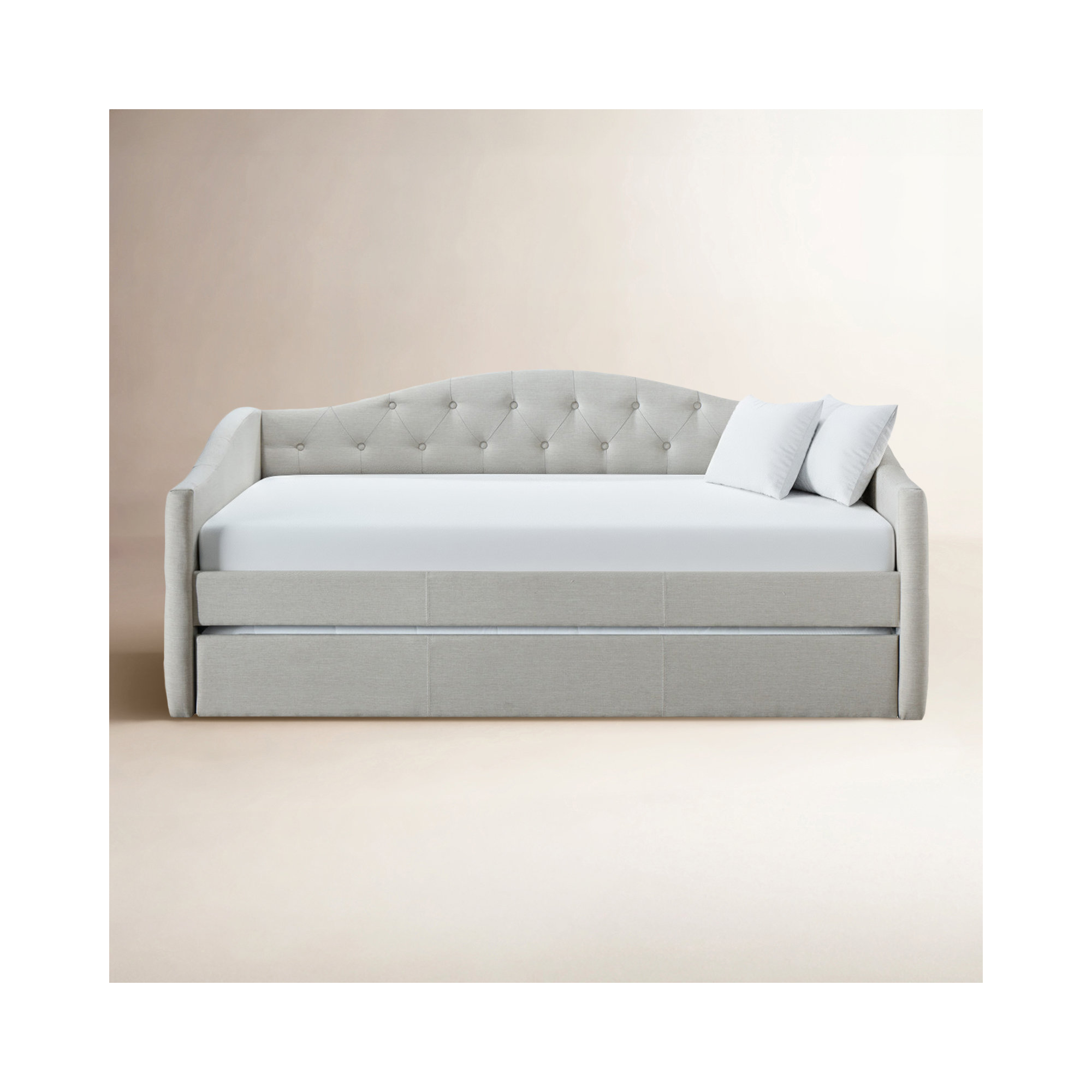Birdwell Tufted Daybed with Trundle, Beige