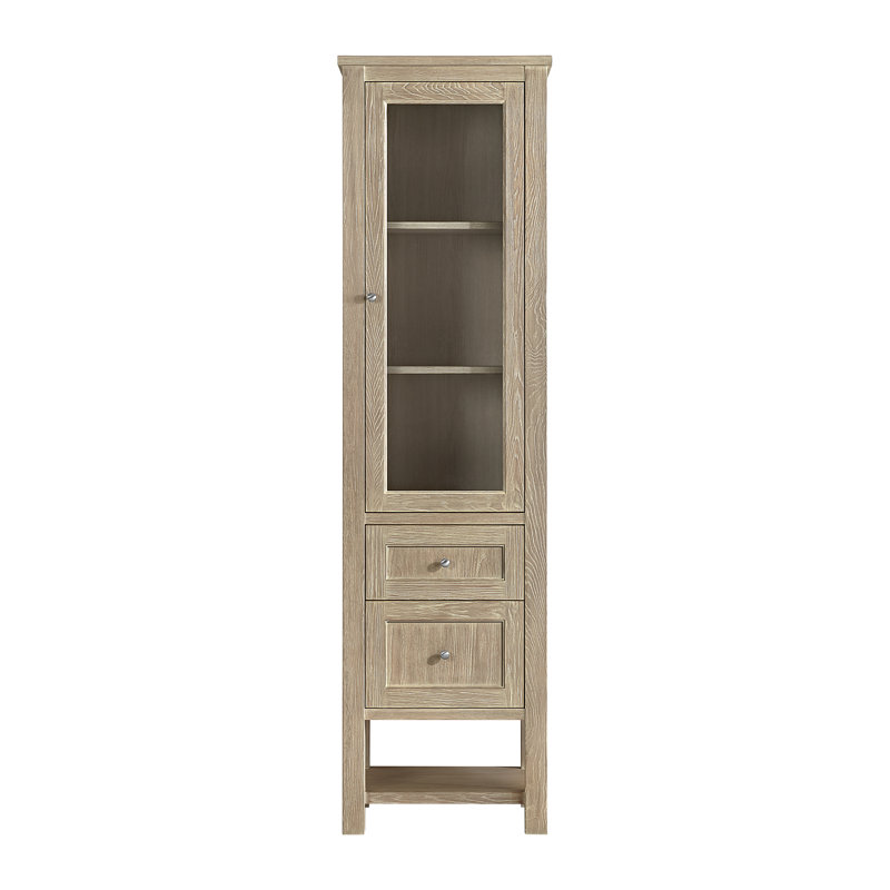 Breckenridge Freestanding Linen Cabinet, Whitewashed Oak