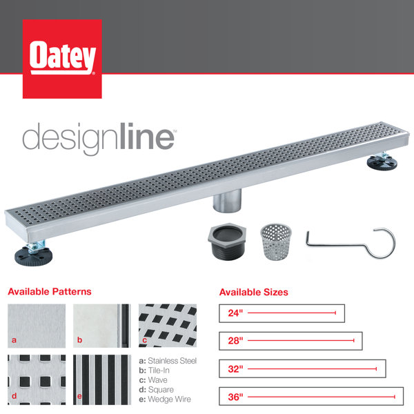 OATEY Designline 4 in. x 4 in. Stainless Steel Square Shower Drain with  Square Pattern Drain Cover in Matte Black