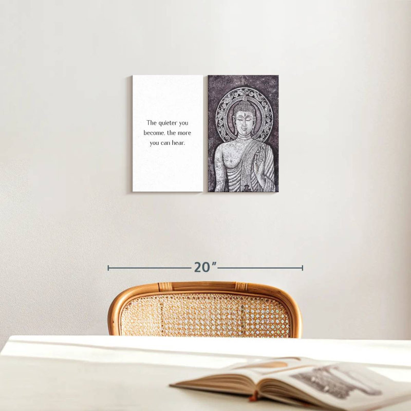 " Buddha Focus Quote Multi Piece Canvas Print " 2 Piece Art Set, 12" H x 17" W x 1" D