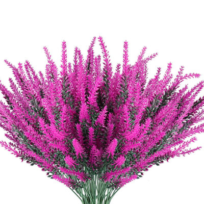 8 Bundles Artificial Flowers Lavender Bunch Fake Plant Faux Floral Arrangements Indoor Outdoor Decor