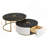 Modern Round Nesting Coffee Table Fluted With Drawer In Black & Gold In 27.6"