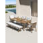 Ensemble de salle à manger d'extérieur 6 pièces antirouille, table 8 personnes en aluminium avec 4 chaises et banc 3 places sans dossier, ensemble de mobilier de jardin avec coussins pour pelouse, terrasse, jardin, brun