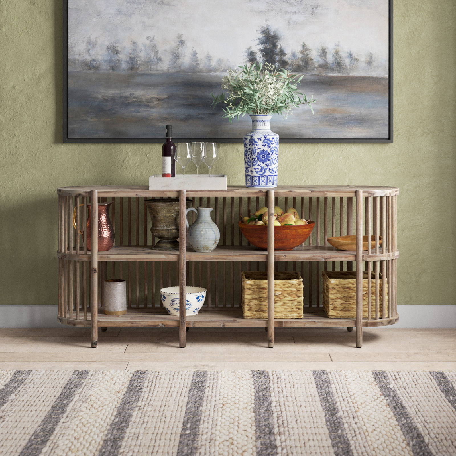 Charnock Acacia Buffet Table, Gray Wash, 32"H x 72"W x 18"D