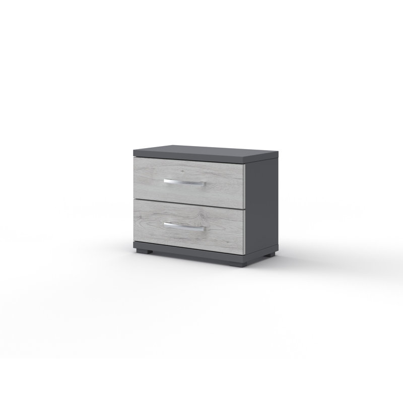 Emzley 55cm W Manufactured Wood Bedside Table, Slate Grey
