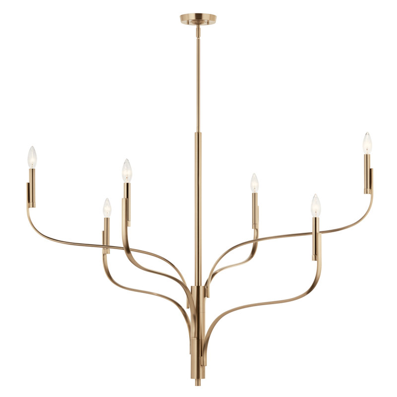 Lustre classique / traditionnel en acier à intensité variable , 6, Bronze, H 35,25 po x l 47,25 po x P 47,25 po