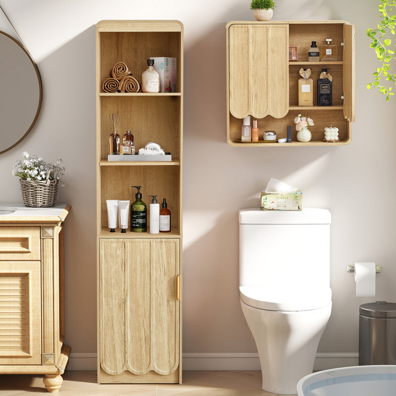Armoire de salle de bain autoportante, Naturel