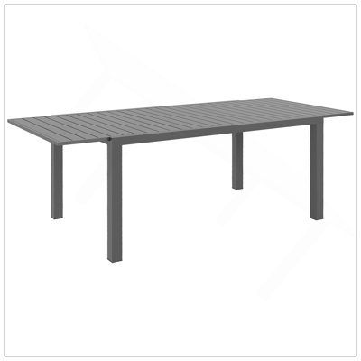Table de patio extensible Outsunny, table de patio rectangulaire, table de salle à manger d'extérieur pour 6 à 8 personnes avec structure en aluminium et plateau à lattes pour jardin, pelouse, balcon, terrasse, gris anthracite