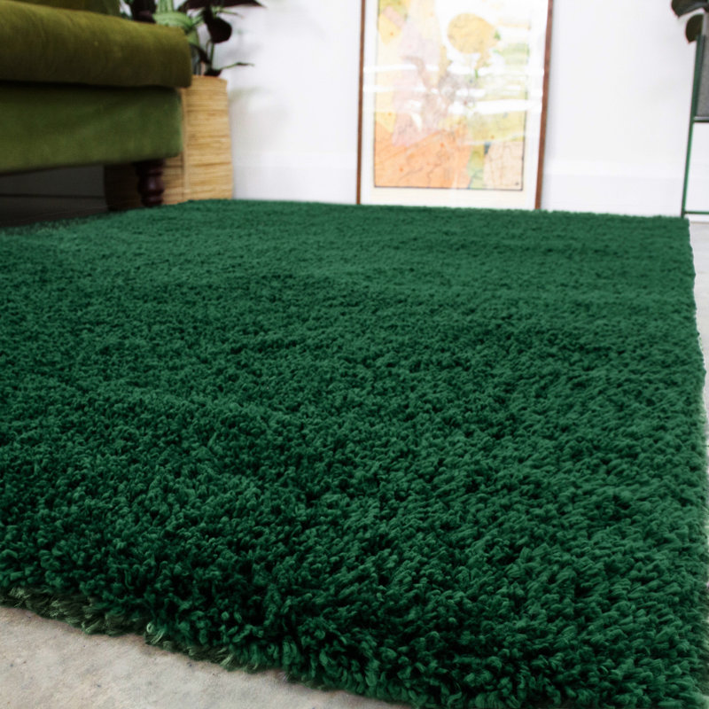 Durable Super Soft Shaggy Dark Green Rug, Rectangle 190 x 280cm
