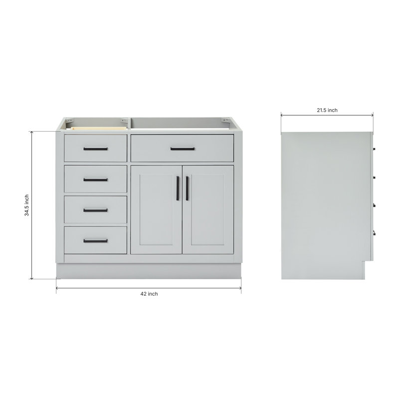 42" Single Bathroom Vanity Base only, Gray, Matte Black