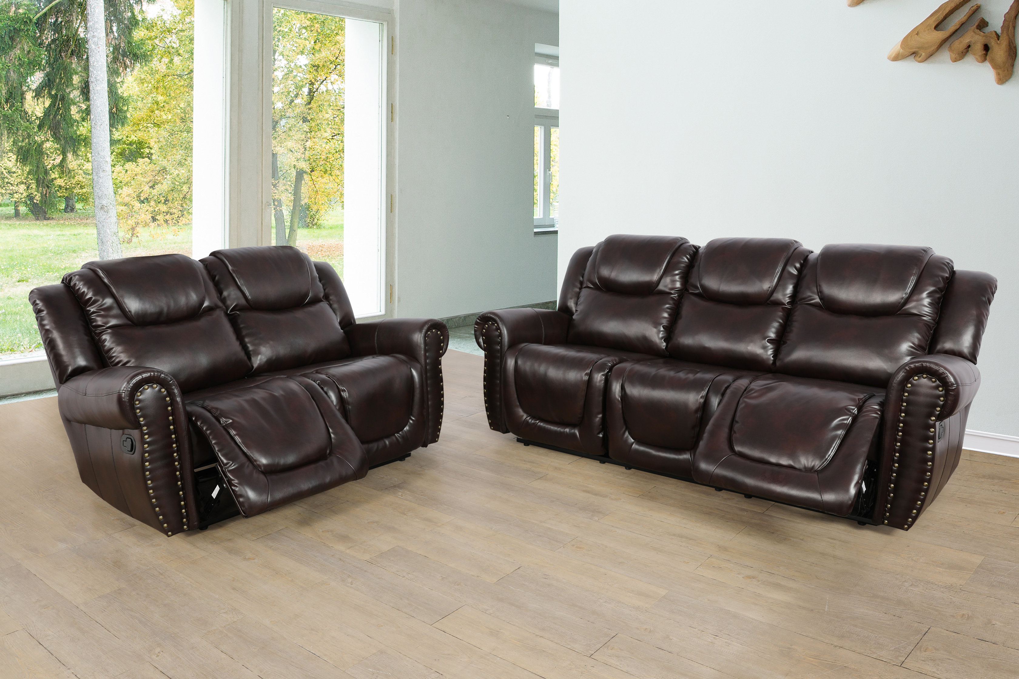Ebern Designs Monaco 2 Piece Faux Leather Recliner Sofa Set - Wayfair ...