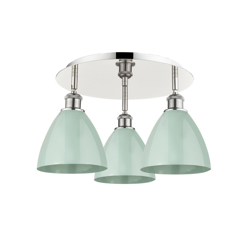Plafonnier encastré 3 lumières 7,5 po Allare, Écume de mer, écume de mer, Nickel poli
