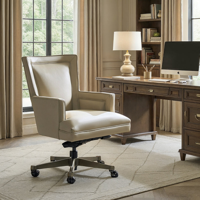 Chaise de bureau Jacinto, Similicuir beige