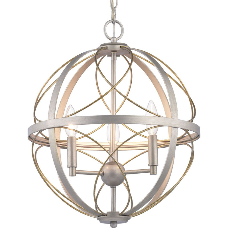 Stacy 3 - Light Dimmable Globe Chandelier, Silver Ridge