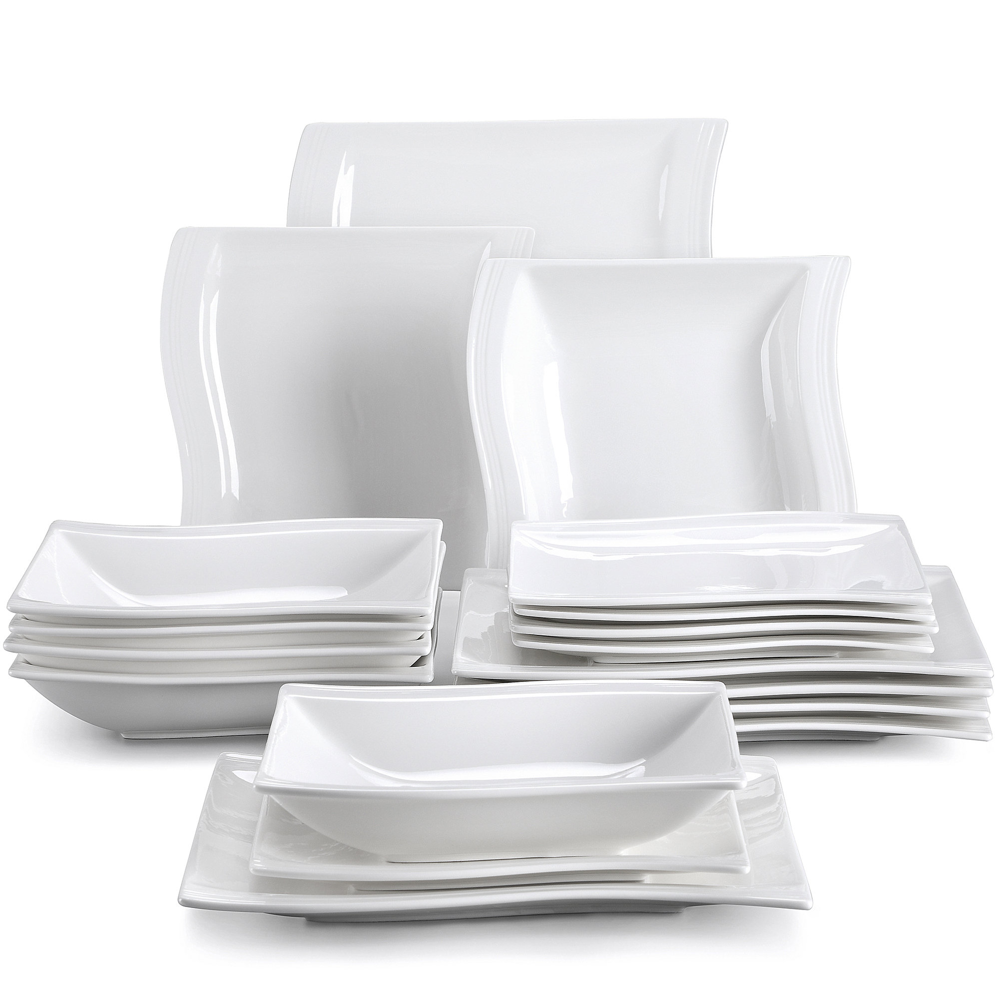 MALACASA Flora Porcelain China Dinnerware Set - Service for 4