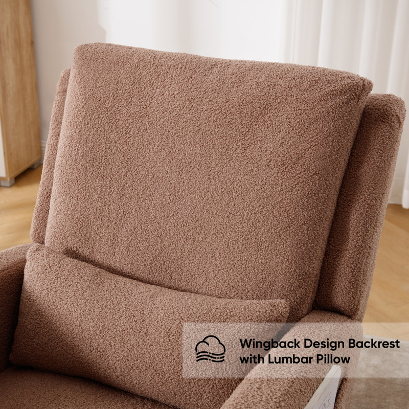 Rocking Chair with Supportive Lumbar Pillow, Coffee