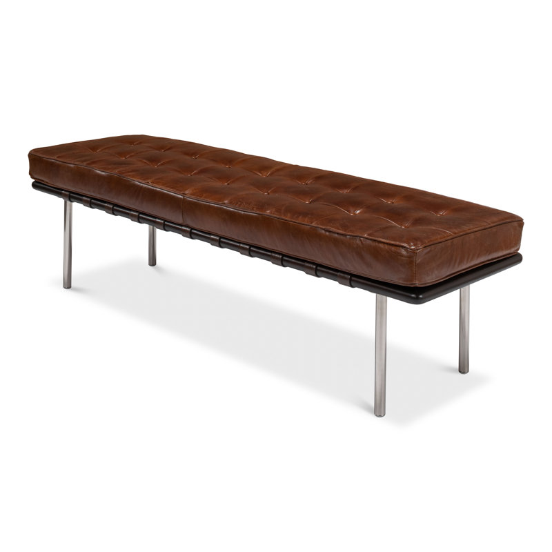 Prince Albert Leather Bench, Brown