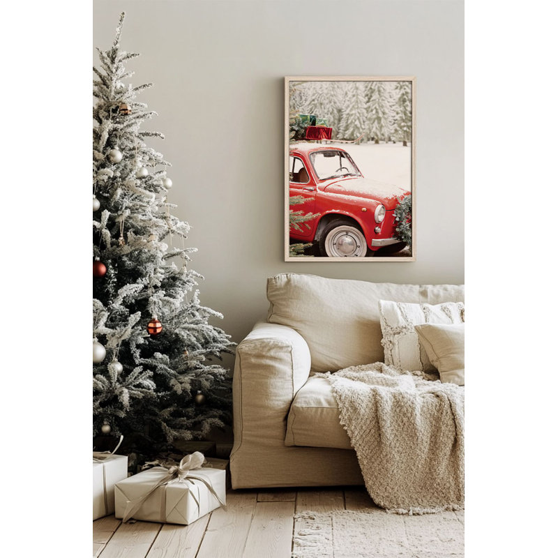 «Festive Christmas», peinture encadrée décorative de 13,0 po x 19,0 po | Cadre 100% bois massif (épaisseur: 0,8 pouce), œuvre d'art 100% MDF | Impression numérique pour des couleurs vives, décoration murale parfaite pour la maison et le bureau