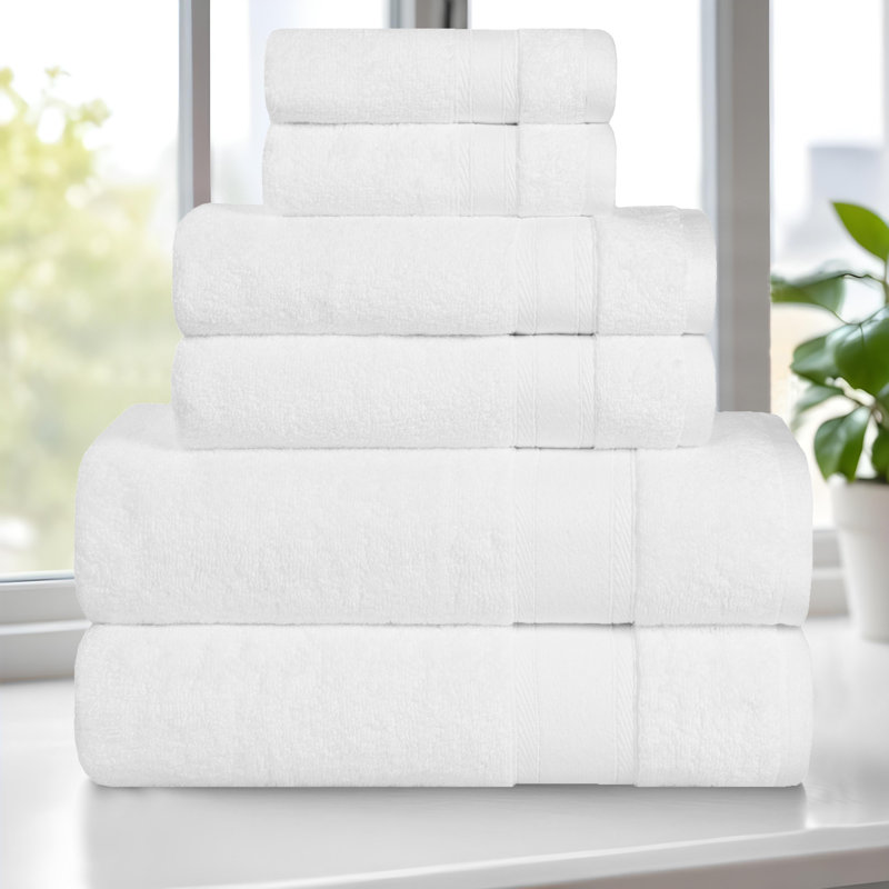 Coton absorbant doux Belmont, Ensemble 6 serviettes de bain, Blanc