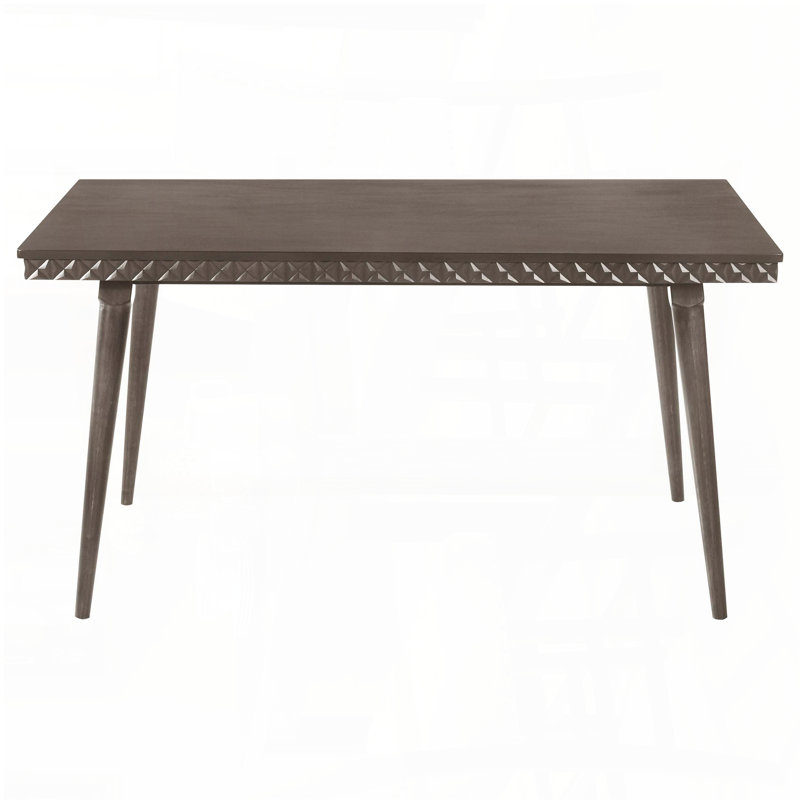 Dark Brown Rectangular Wood Dining Table with Molded Apron (59")