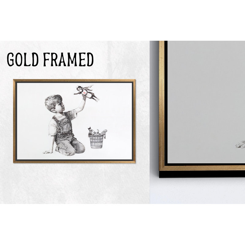 «Transform Your Space with Banksy Boy», reproduction d'art moderne sur toile, encadré doré 1P, 35,5 po H x 47,3 po l