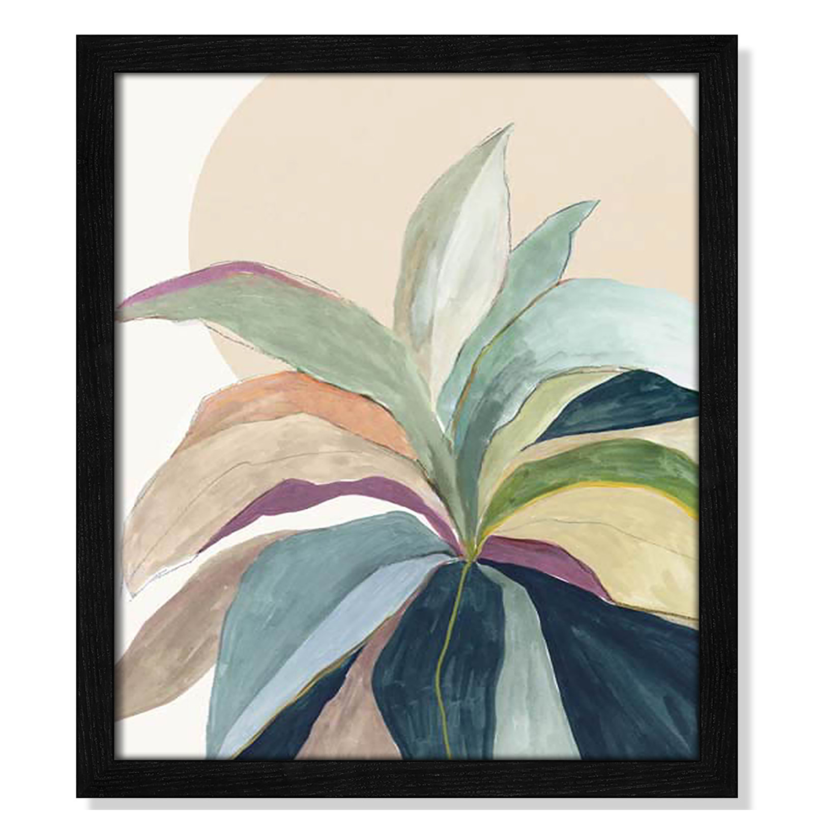 Sunny Bright Leaves II by Asia Jensen, Black Slim Unmatted Picture Framed, 15" H x 13" W x 0.75" D