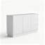 Commode blanche à 9 tiroirs, sans poignées, à motif ondulé et cannelé, de style milieu du siècle, pour chambre à coucher-1979637661