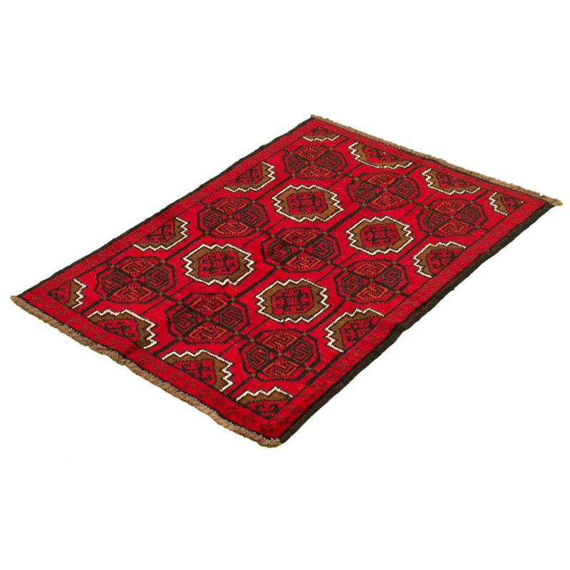 Tapis rouge en laine noué à la main