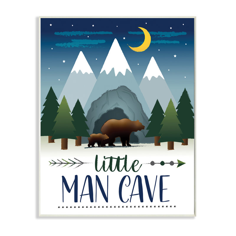 «Alei Little Man», signe de la grotte, ours marchant dans les montagnes, art, Plaque murale, H 15 po x l 10 po x P 0,5 po
