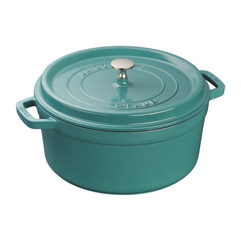 La Cocotte Cast Iron Round Cocotte, Turquoise, 5.5 quarts