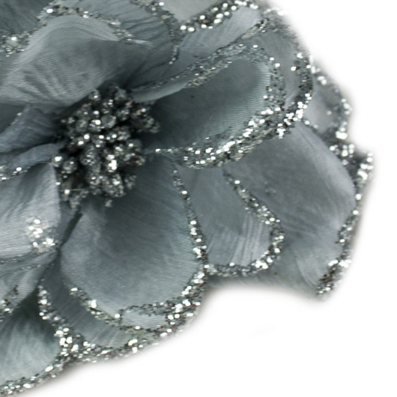 15cm Fabric Plants & Flowers Pick, Silver