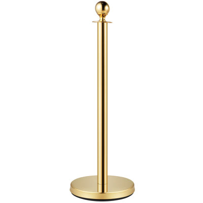 Gold Stanchion Posts 4-Pack, 37.8in Height, 201 Stainless Steel, 4-Piece Set, Velvet Rope Barrier, Gold, Elegant Queue Posts with Red Rope