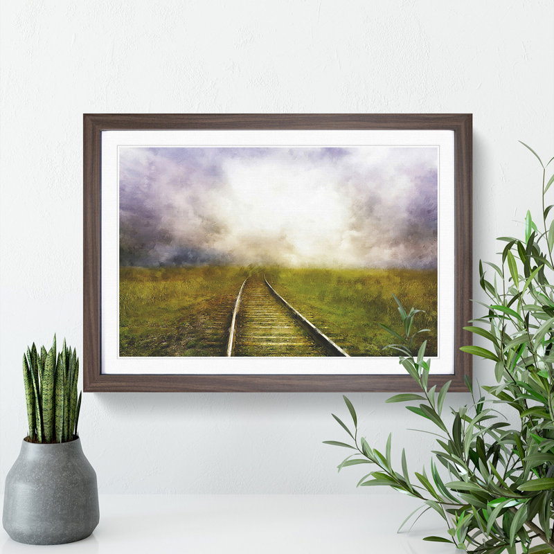 Train Tracks Vol.1 - Picture Frame Graphic Art, Walnut, 36cm H x 48cm W x 2cm D