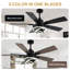 Ventilateur de plafond 52 "moderne avec lustre 52" avec lumières, ventilateur de plafond noir réversible avec télécommande pour chambre à coucher-1442971252