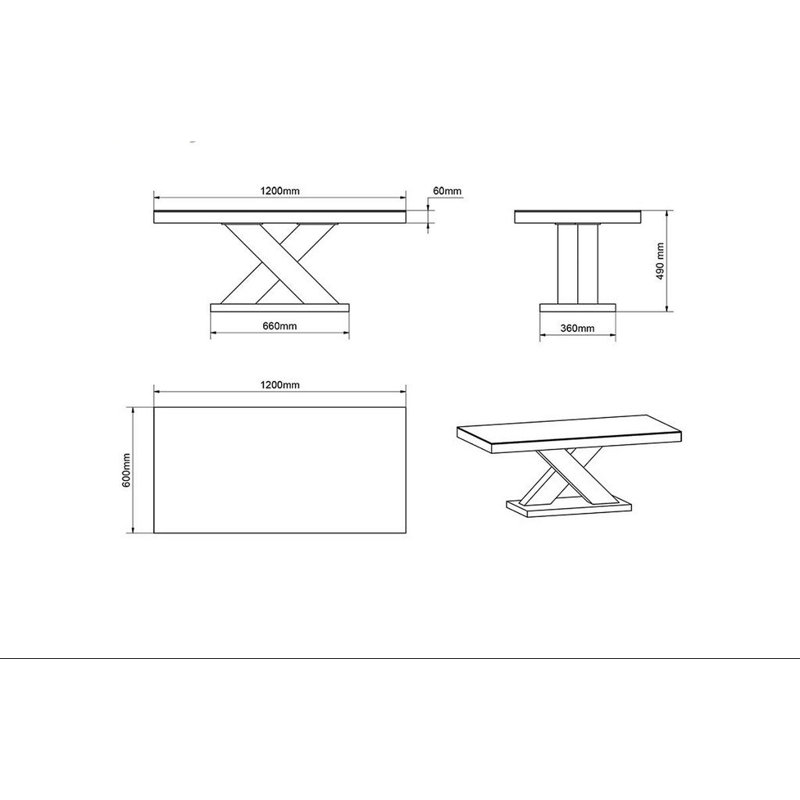 Michael Cross Legs Coffee Table, Grey/High-gloss white
