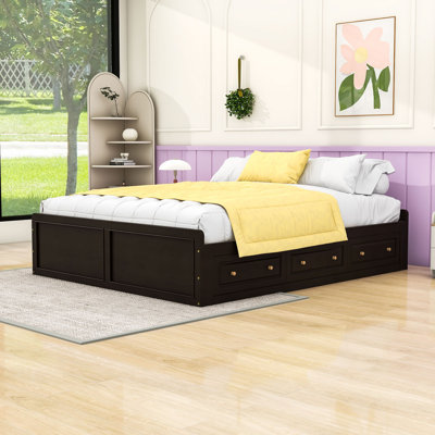 Queen 6 Drawers Wood Platform Bed