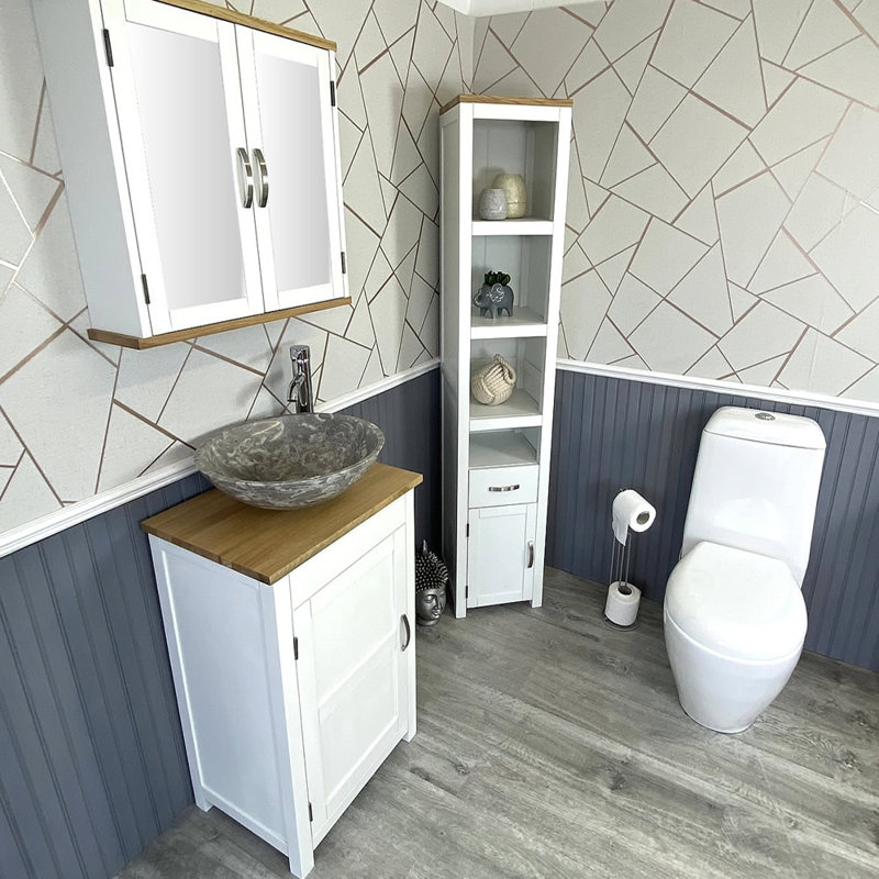 Marrufo 485mm Single Bathroom Vanity with Vessel Stone Basin, White