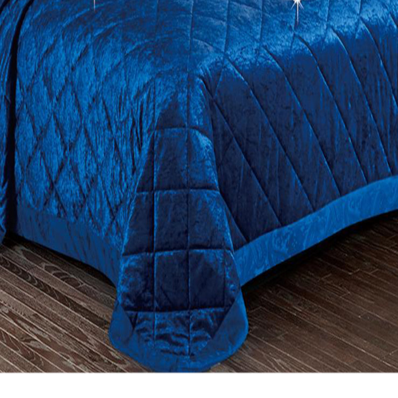 Santiago Crushed Velvet Bedspread Set Premium Soft Microfiber Reverse and Standard Pillow Shams