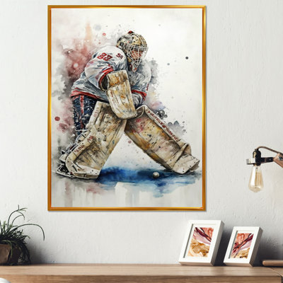 «Hockey Gardien sur glace pendant le jeu I», impression sur toile